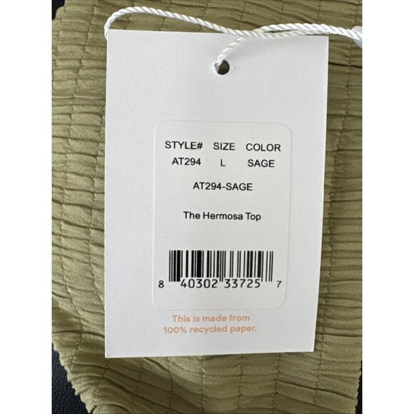 Andie Women's L The Hermosa Swim Top Sage Green Textured NWT - Picture 12 of 16